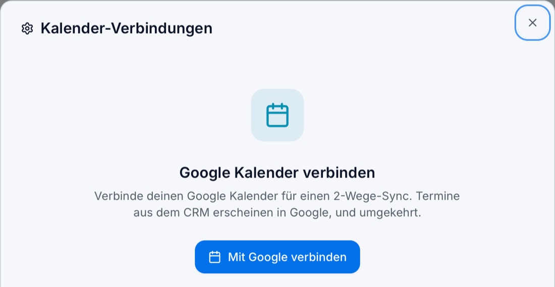 Kalender-Verbindungen: Mit Google verbinden