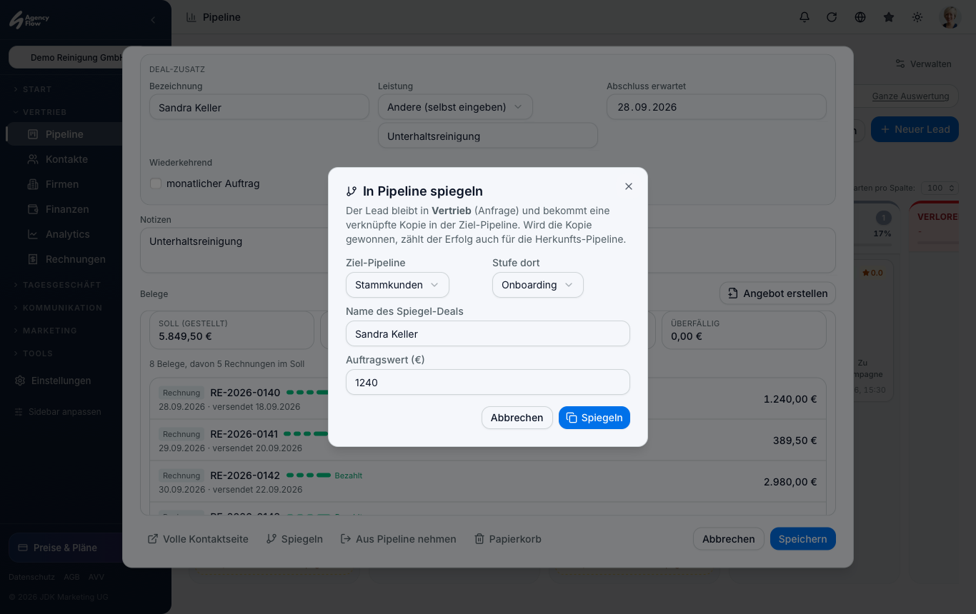 Dialog In Pipeline spiegeln