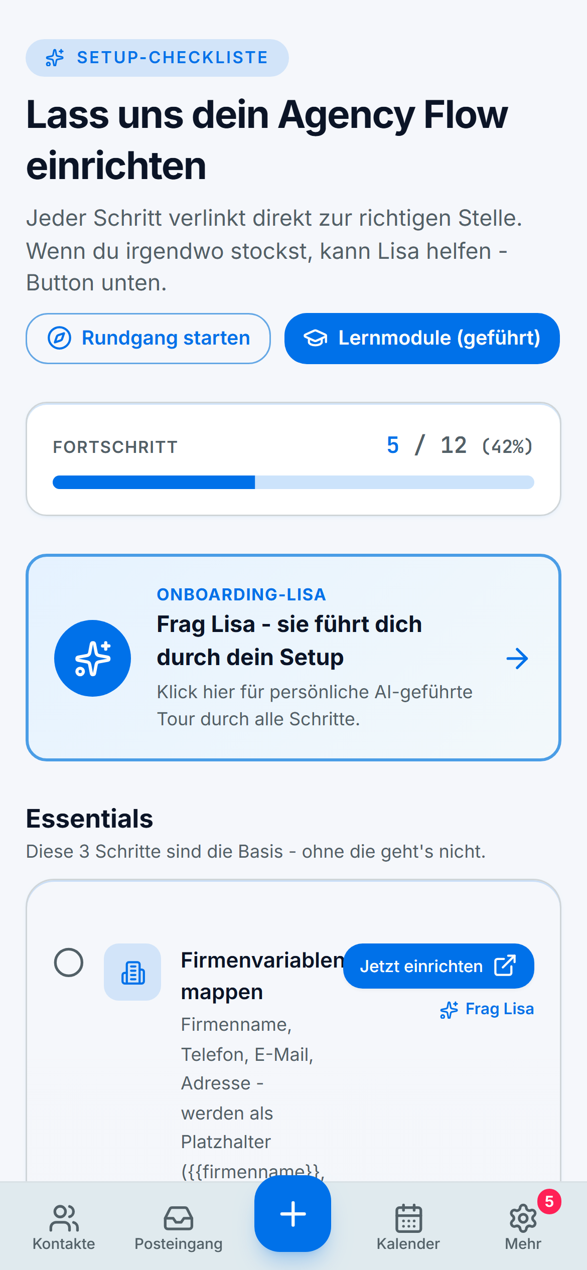 Setup-Checkliste