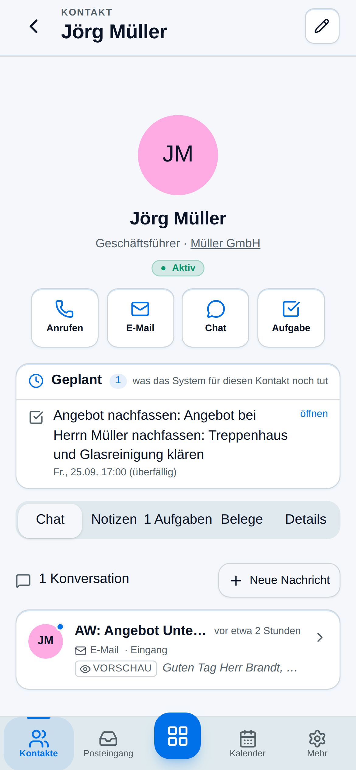 Kontakt-Akte mit Chat-Reiter