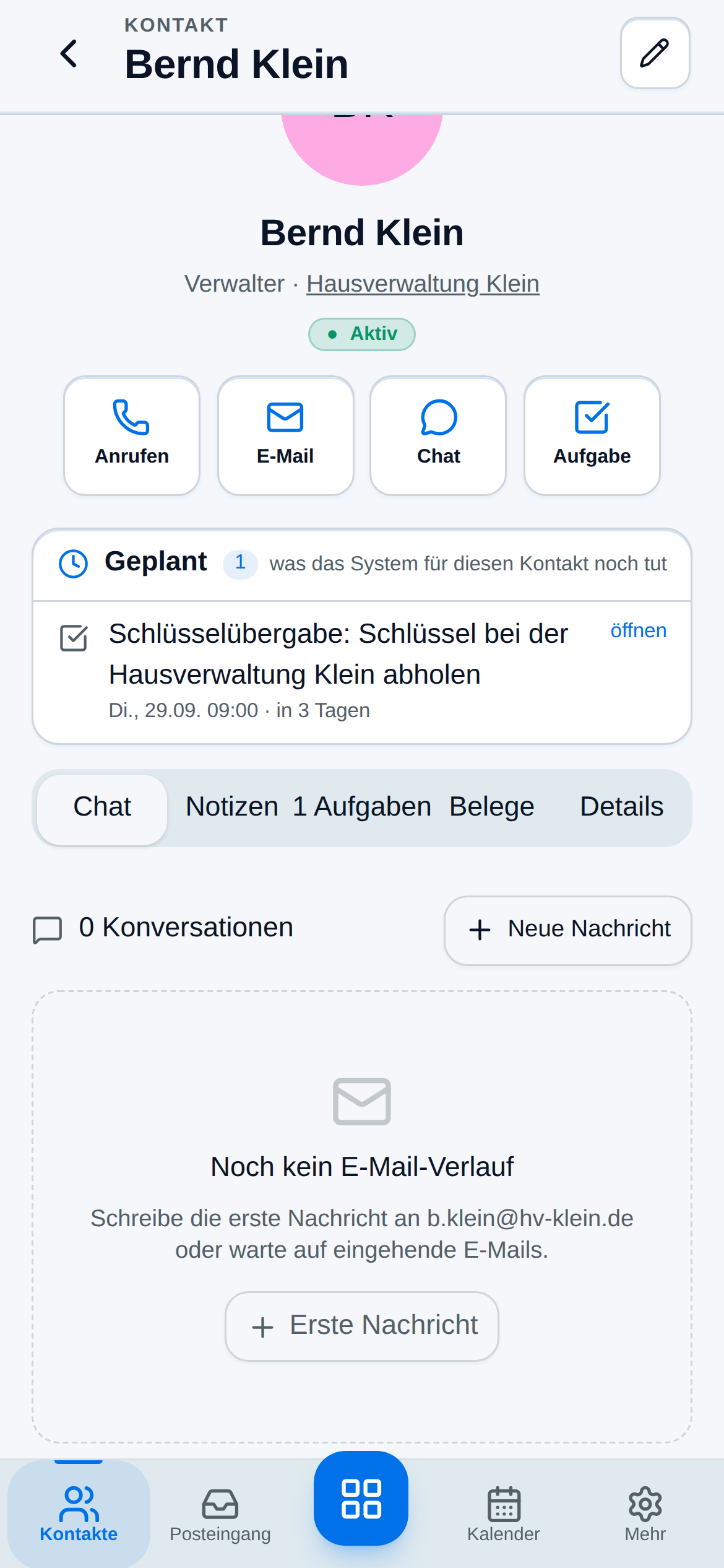 Kontakt ohne E-Mail-Verlauf