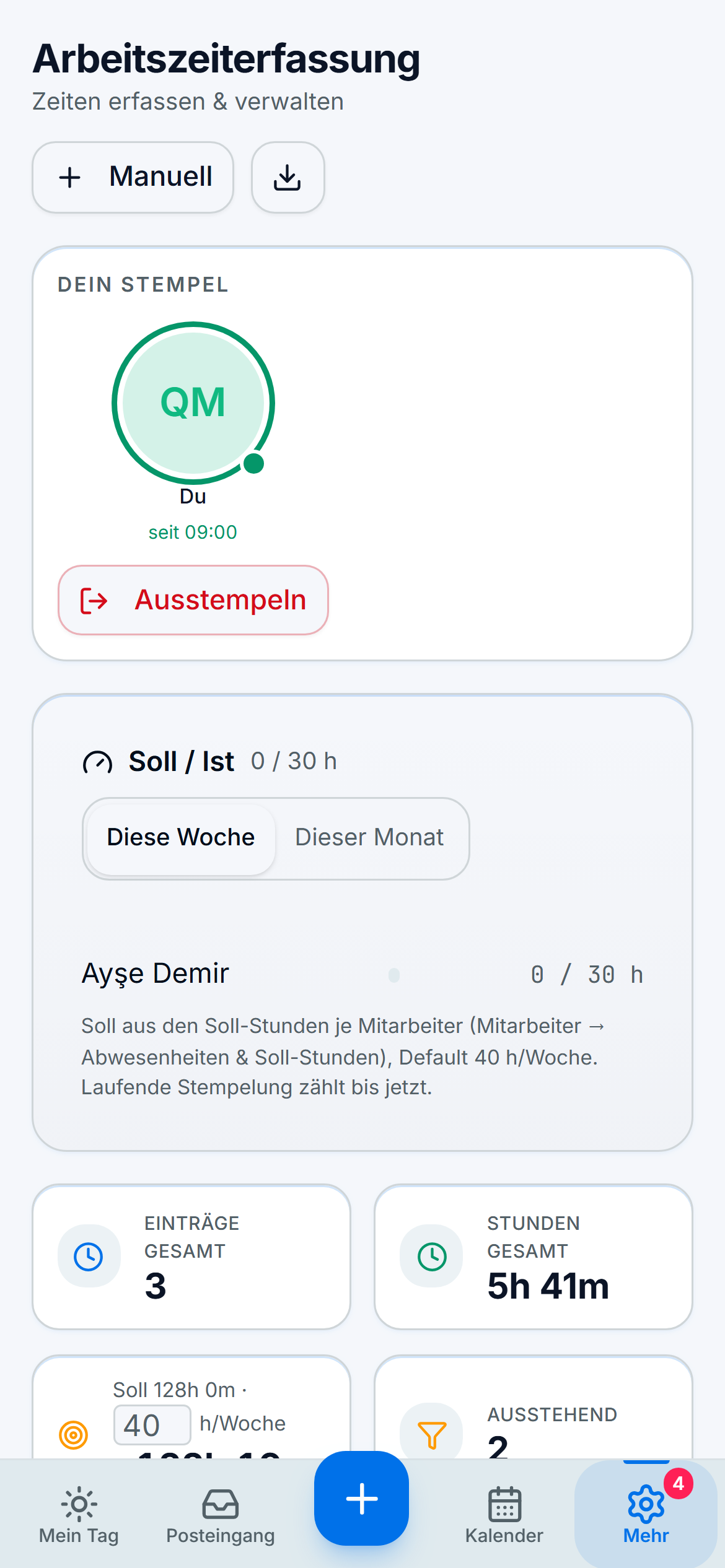 Zeiterfassung Mitarbeiter